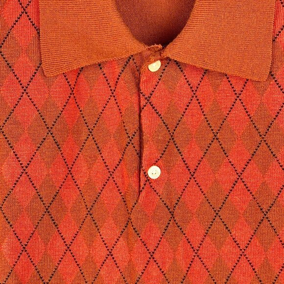 Oxford Golf Sweater Men's XL Rust Red Argyle Wool Long Sleeve Pullover - Picture 3 of 8